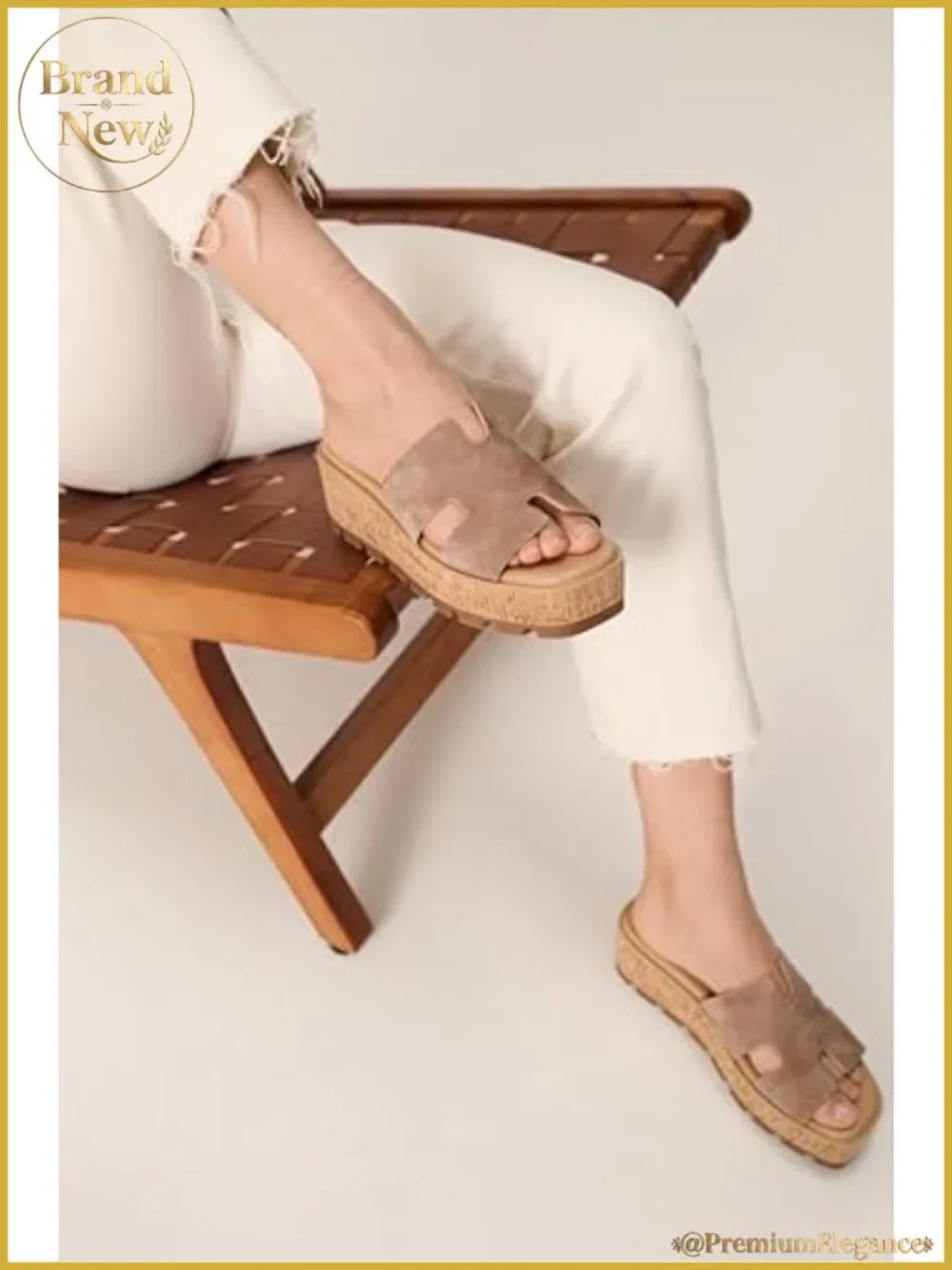 Genuine Leather Wedge Platform Sandals Memory Foam Slip-On